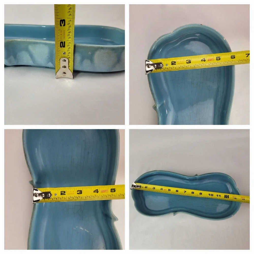 Vintage Royal Haeger USA Blue Drip Glaze Ceramic Dish Tray 13.5in